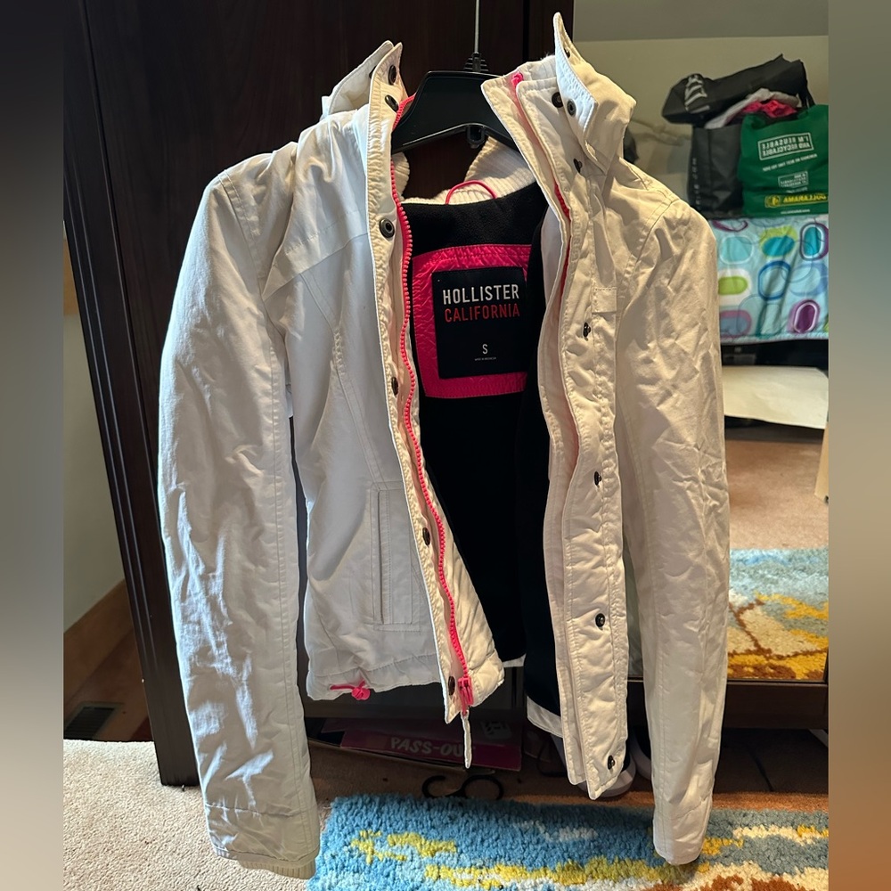 Women's White/Hot Pink Hollister Fall/Spring Jacket